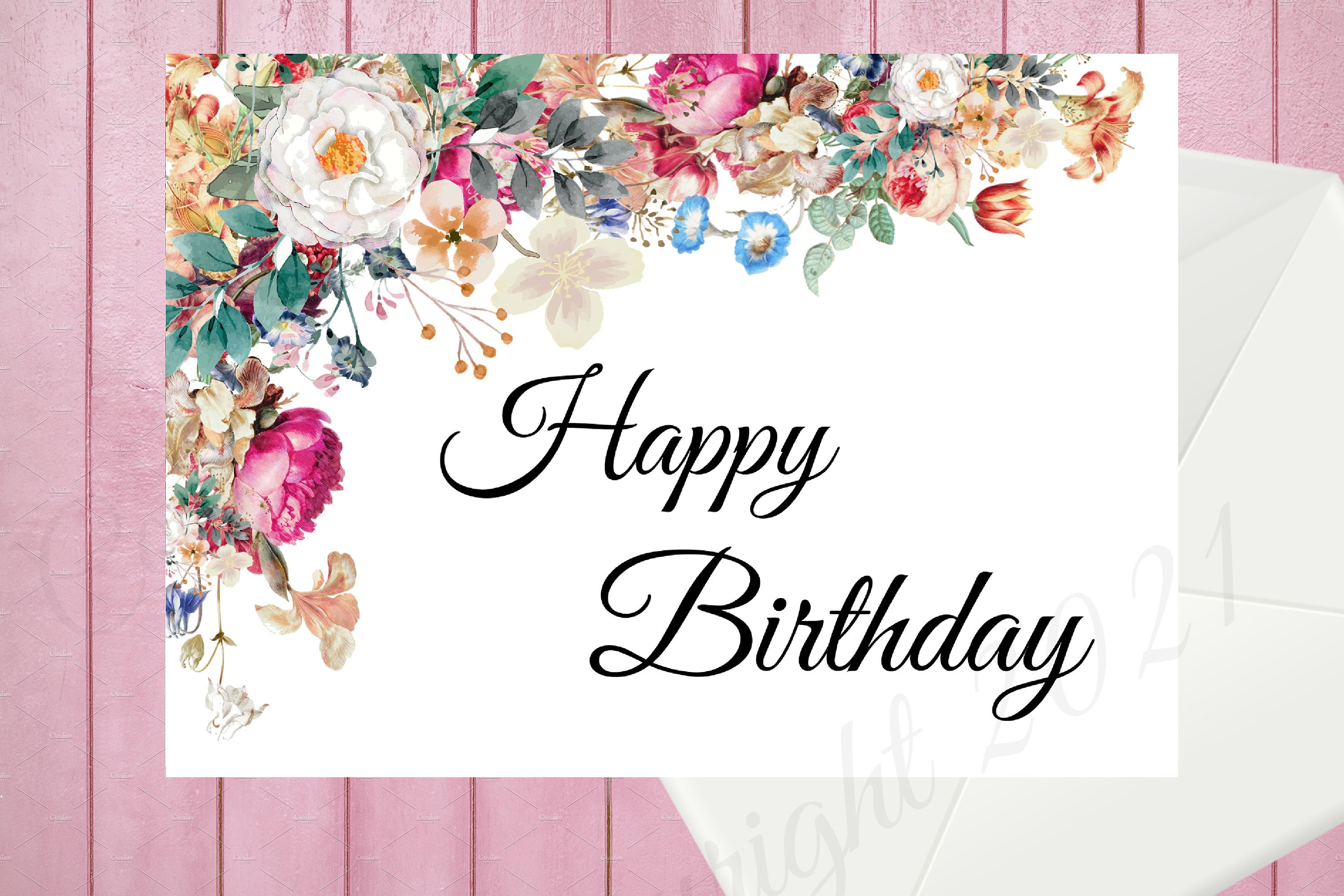 Printable Happy Birthday Card Birthday Greeting Card Instant photo