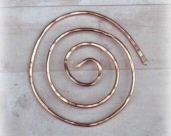 Copper Spiral Shawl Pin Penannular Mimimalistic Brooch Vintage Hammered Minimalist  Style Scarf Pin  Stick Pin