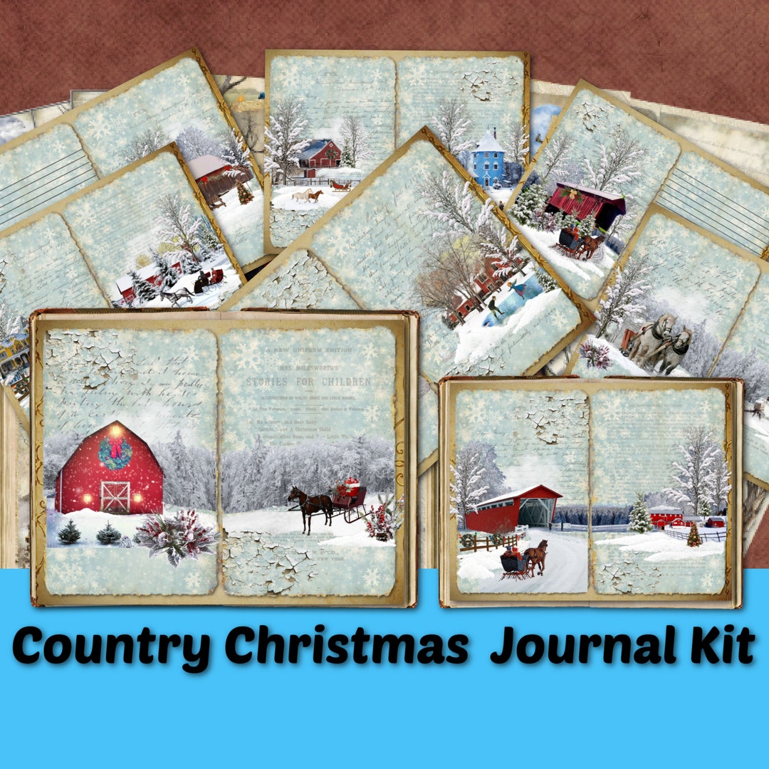 Country Christmas Junk Journal Kit Shabby Rustic Pages Vintage ...