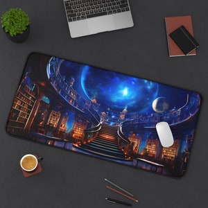 Wichy Desk Mat Cosmic Magical Libary Dark Academia Moon Witches Gaming Mat Dark Cottagecore Unique Gift Academia Mouse Pad