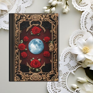 Custom WitchyJournal Personalized Custom Hardcover Gothic Moon Faux Velvet Notebook Manifestation Book Of Shadows Spell Book Dark Academia