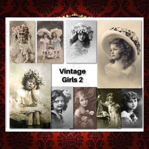 Vintage meisjes Victoriaanse foto afdrukbare collage Junk Journal Card Supply digitale afbeeldingen Efemere nummer 2 antiek fotopapier