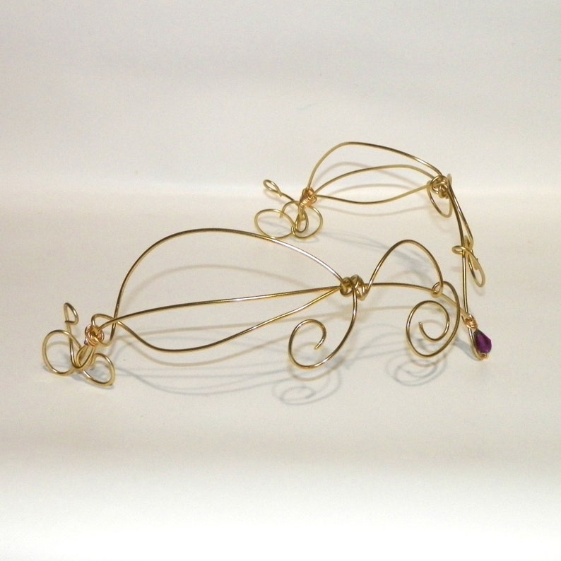 Circlet Crown Fairy Purple Gold Elven Medieval Celtic Woodland Tiara Renaissance Costume Celtic Bride Bridal Wedding Head Piece