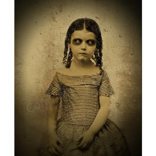 Creepy Girl Vintage Photo Victorian Printable Vintage Altered Art Halloween Ghost Girl Instant Download Ephemera Scrapbook Card Supply