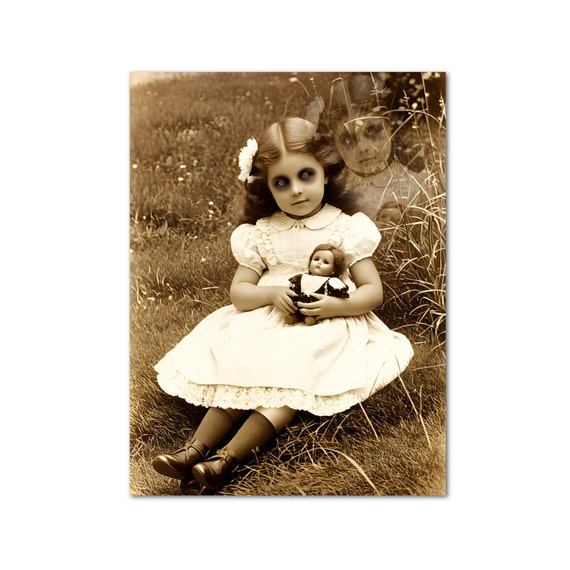 Early photo of identified young girl with doll Early photo of identified young girl with doll