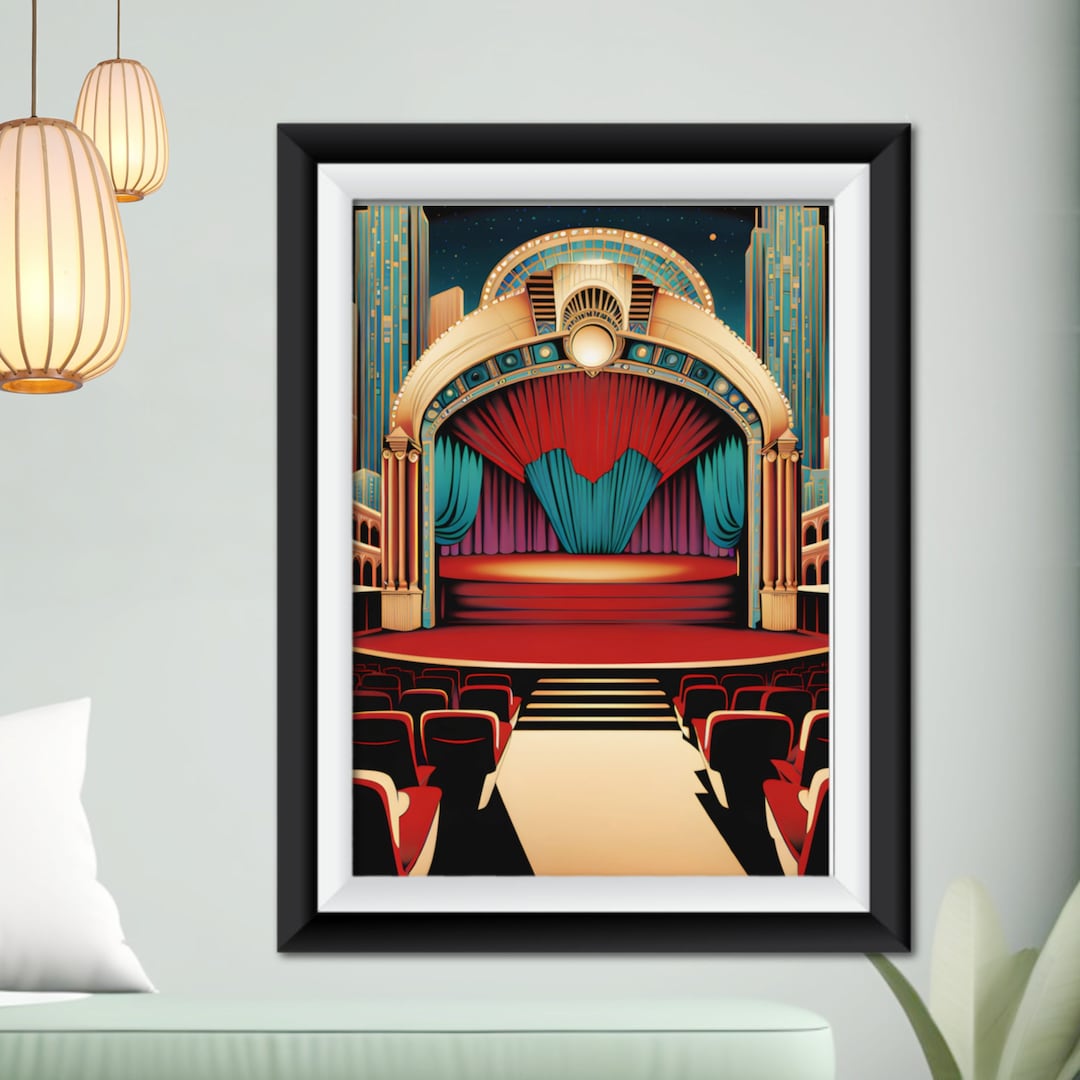 Art Deco Print Theater Poster Gatsby Vintage Style Wall Art Retro 1930s ...