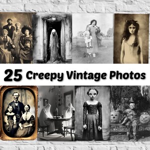 Vintage Creepy Halloween Photos Printable Victorian Collage Junk Journal Supply Digital Images Ephemera Antique Pictures