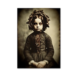 Creepy Girl Ghost Portrait Horror Printable Old Photo Victorian Wall Art Halloween Digital Print Download Ephemera