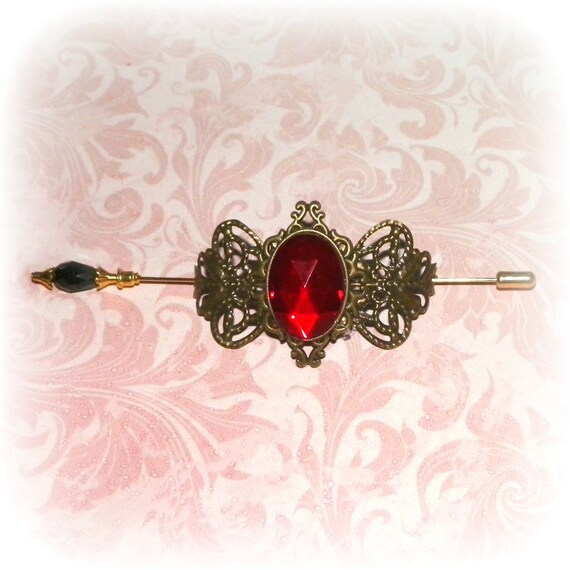 Retro estilo victoriano cristal rub/í flor broche Pin regalo se/ñoras accesorios 2/ colores