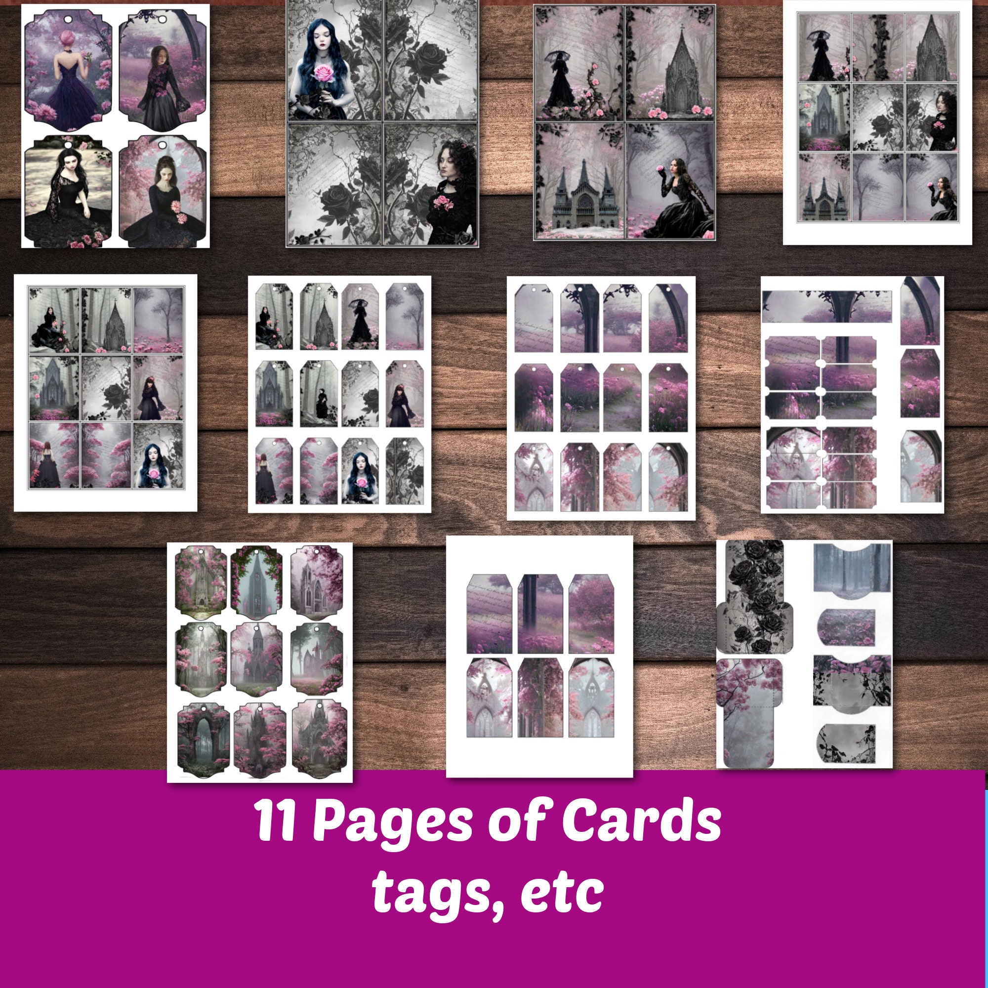 Gothic Journal Pages Kit Printable Blank Vintage Women Roses - Etsy