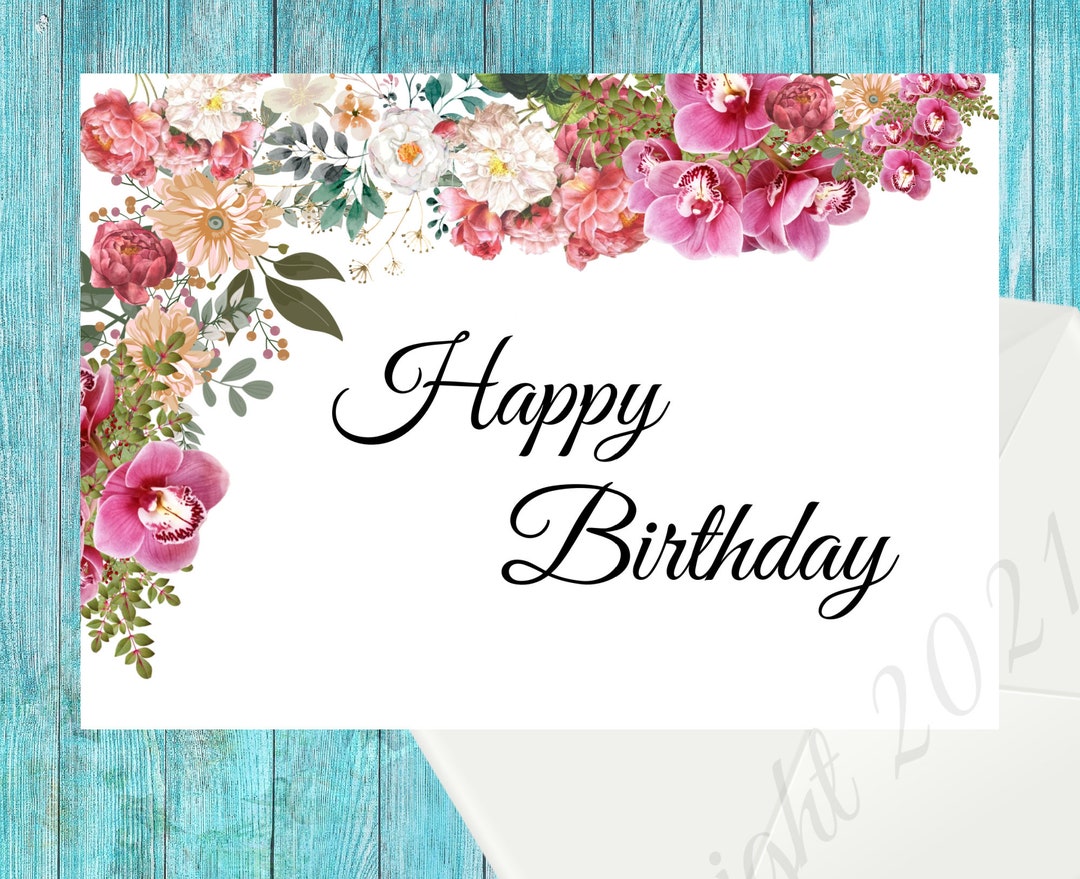 Printable Card Happy Birthday Greeting Card Instant Download Digital ...