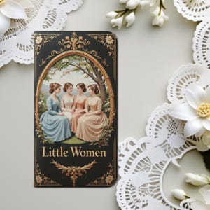 Custodia per telefono "Piccole donne", portafoglio, custodia a libro classica personalizzata, regalo per amanti dei libri, custodia per carte, adatta per iPhone 16, 15, 14, Galaxy S22 e altro ancora.