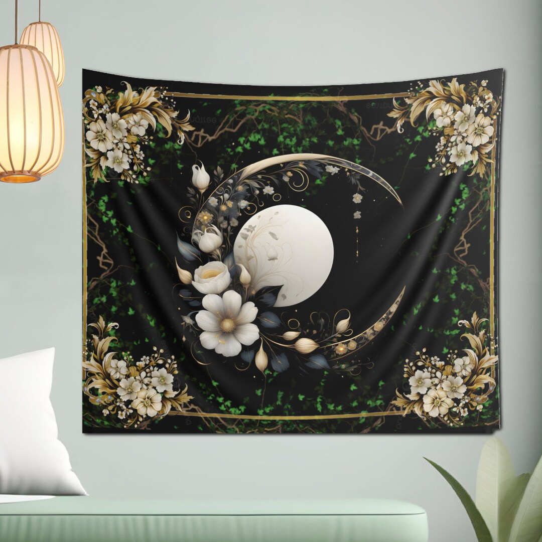 Crescent Moon Witchy Magic Witch Alter Cloth Indoor Wall Hanging ...