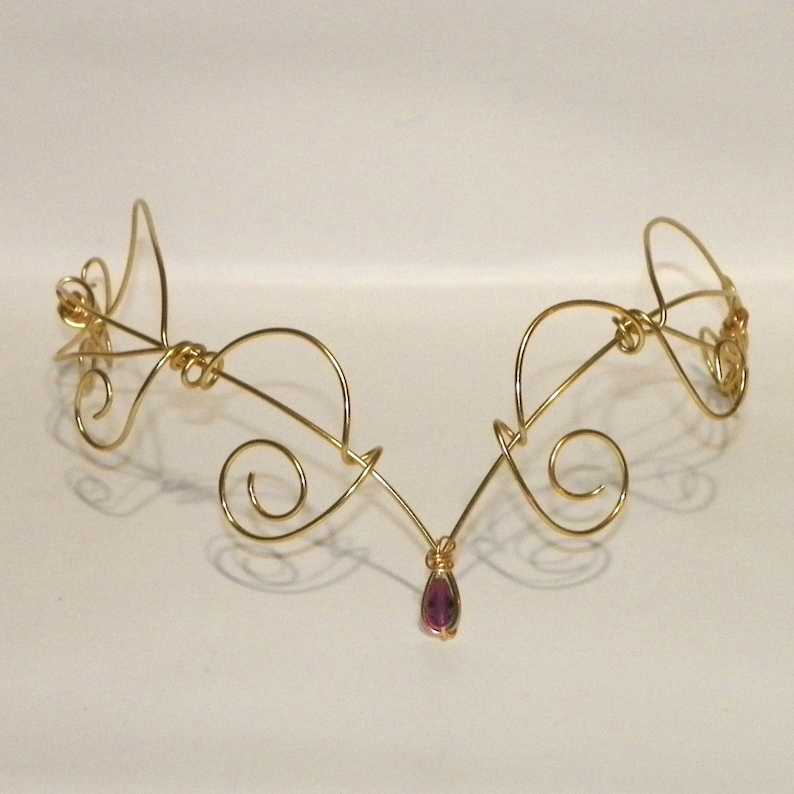 Circlet Crown Fairy Purple Gold Elven Medieval Celtic Woodland Tiara Renaissance Costume Celtic Bride Bridal Wedding Head Piece