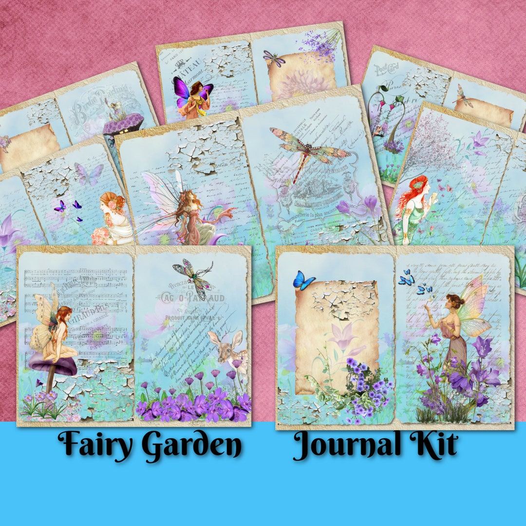 Printable Junk Journal Kit Fairy Pages Vintage Garden Blank Lined Paper ...