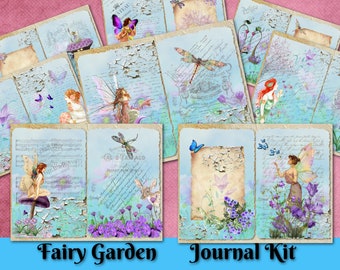 Druckbares Junk Journal Kit Fee Seiten Vintage Garten leer liniertes Papier Kit Vintage Journal Zubehör Ephemera Collage Digitaler Download