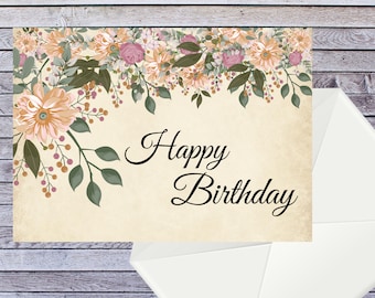 Printable Card Birthday Greeting Happy Birthday Instant | Etsy