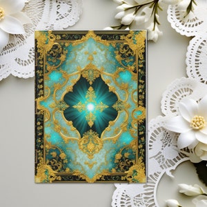 Mystical Galaxy Personalized Witchy Teal Journal Hardcover Dream Notebook Dark Academia Custom Boho Celestial Book