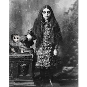 Girl Ghost Doll Printable Victorian Horror Altered Art Photo Halloween Creepy Cabinet Card Scary Child Instant Download Ephemera
