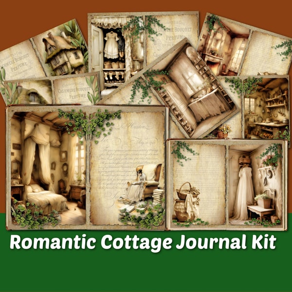 Romantic Cottage Junk Journal Printable Kit Cottagecore Victorian Lined Shabby Pages Victorian Vintage Ephemera Paper Digital Download