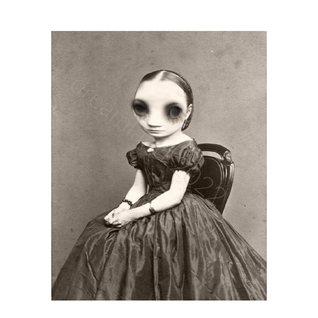 Black Eyed Girl Photo Creepy Weird Art Printable Ghost Children Vintage ...