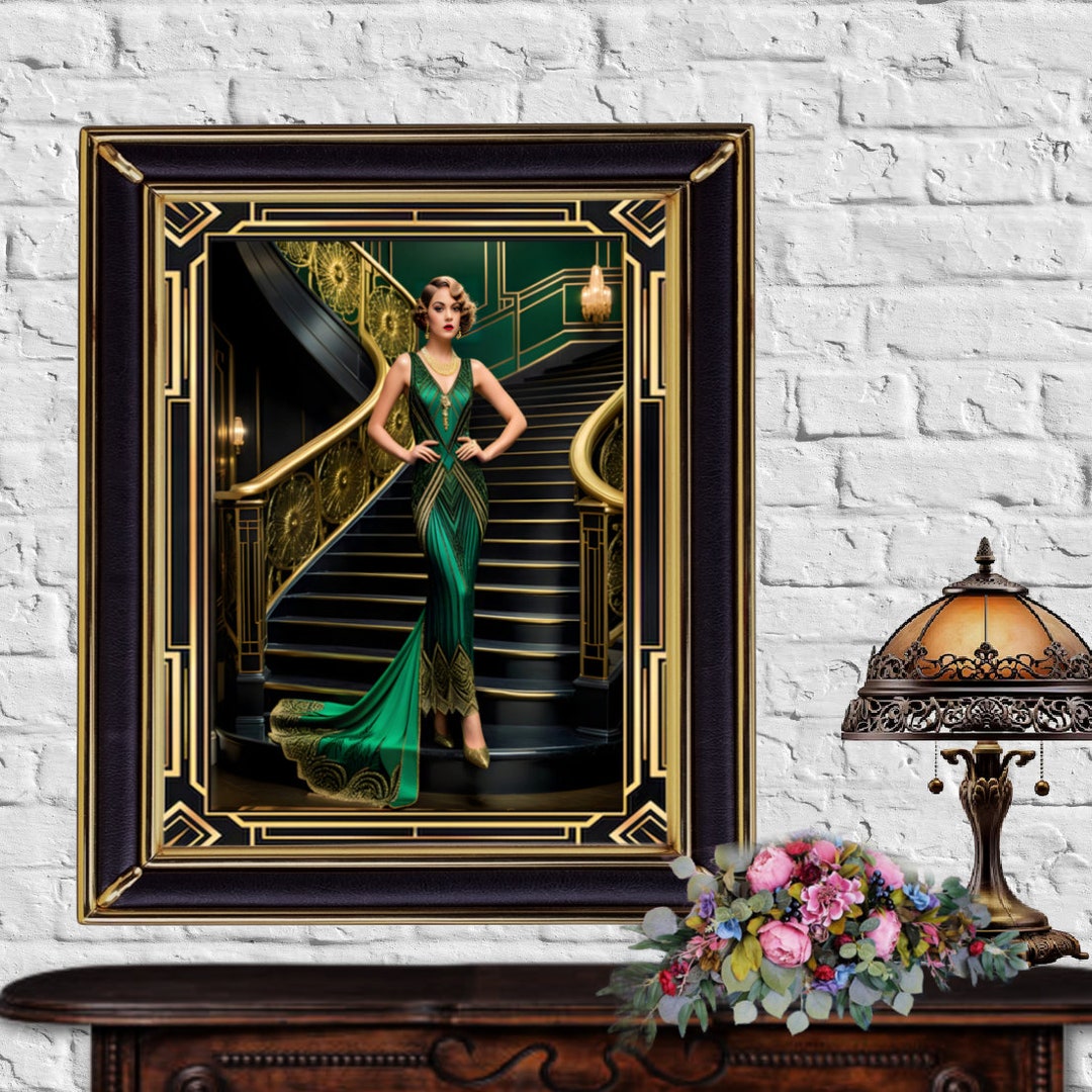 Große Art-Deco Hochzeitstagskarte (17,8 X 25,4 Cm) – Flapper Lady Design Für Deine Fabelhafte Frau