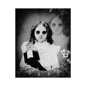 Printable Doll Girl Ghost Victorian Horror Altered Art Photo Halloween Creepy Cabinet Card Scary Child Instant Download Ephemera