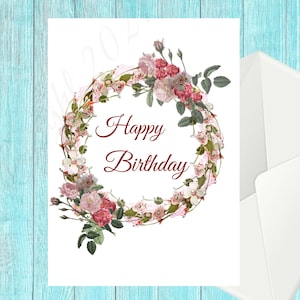 Printable Card Happy Birthday Greeting Instant Download Digital Card ...