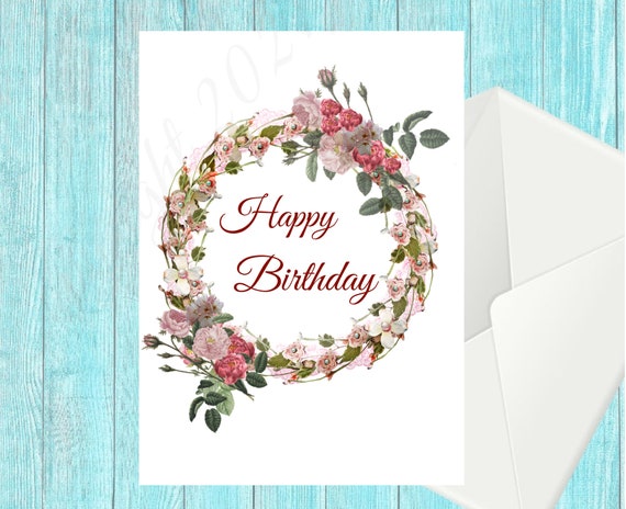Printable Card Happy Birthday Greeting Instant Download - Etsy