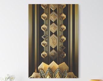 Art Deco Canvas Wall Art Print Black Gold Gatsby Style Home Decor Geometric Lines Modern Abstract Poster