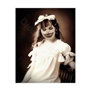 Demon Girl Vintage Portrait Horror Printable Photo Victorian Wall Art Halloween Creepy Eyes Instant Download Ephemera Scrapbook Card