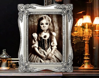 Creepy Victorian Girl Photo Horror Art Poster Print Gothic Dark Academia Gothic Home Decor Creepy Black Eyed Girl Poster