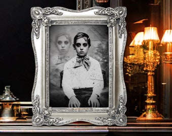 Creepy Victorian Boy Photo Horror Art Poster Print Gothic Dark Academia Gothic Home Decor Creepy Black Eyed Child Poster