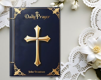 Minimalist Personalized Custom Prayer Journal For Men Or Weman Unisex Gold Black Book Hardcover Notebook Gift