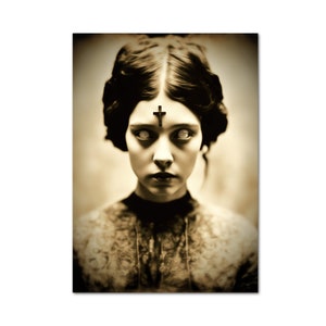 Possessed Woman Photo Vintage Demon Portrait Horror Printable Old Victorian Wall Art Halloween Digital Print Download Ephemera