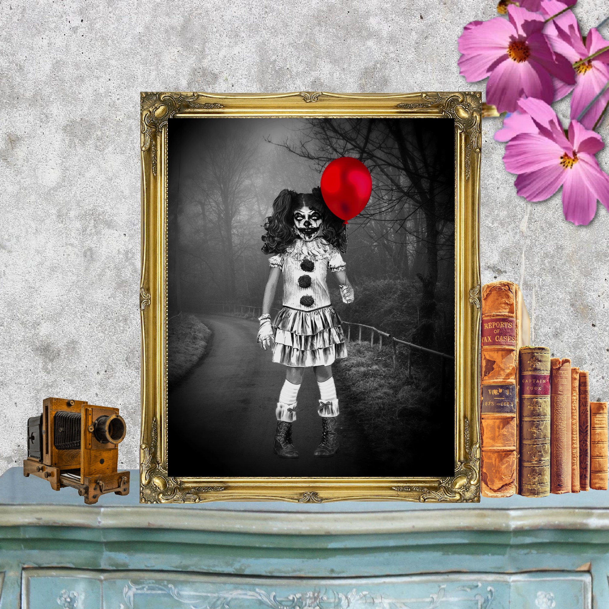 Creepy Photo Haunted Scary Clown Girl Vintage Printable - Etsy