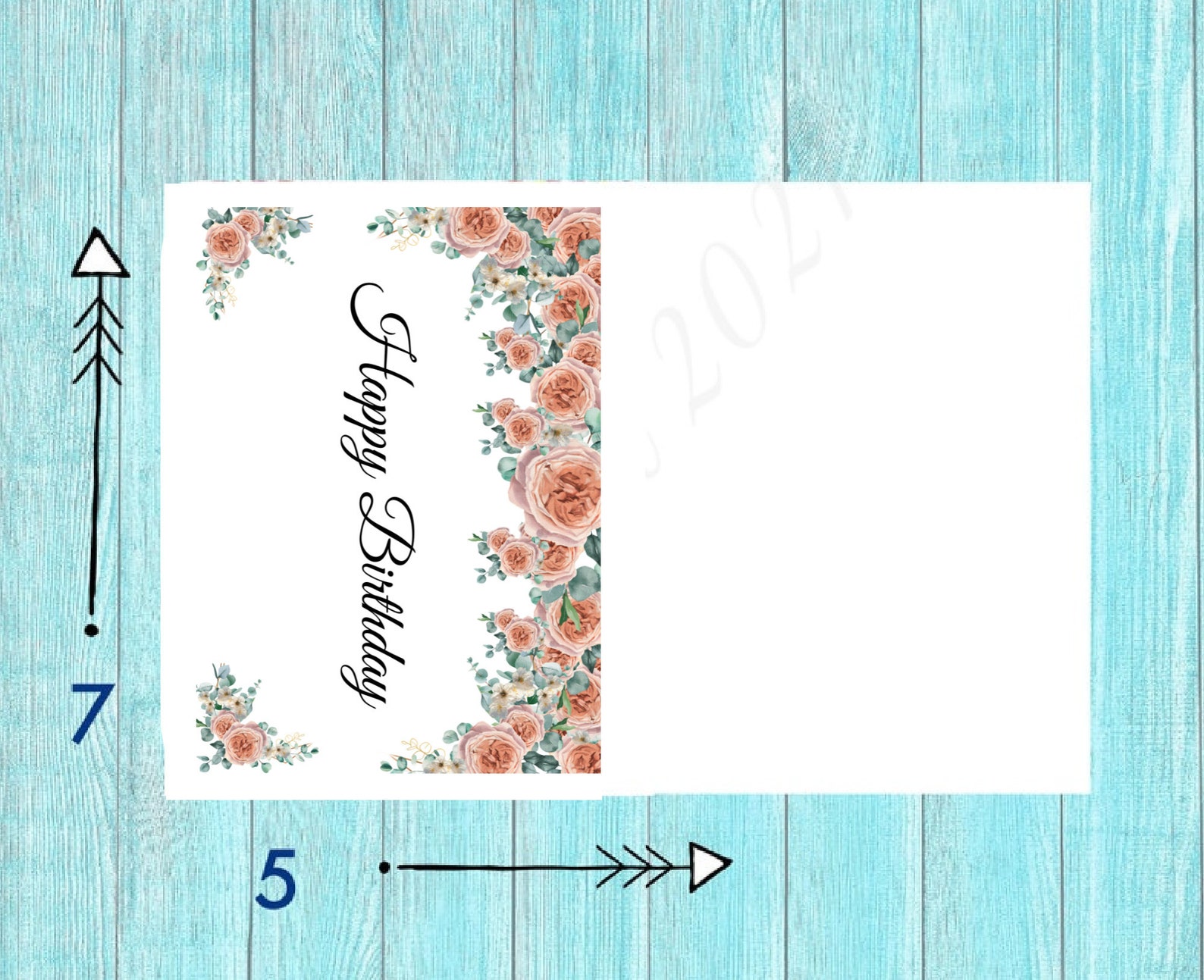 Pink Floral Greeting Card Happy Birthday Printable Instant | Etsy