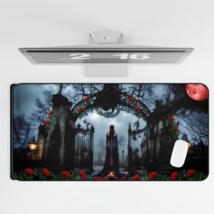 Gothic Desk Mat Withy Dark Academia Moon Witches Alter Dark Cottagecore Unique Gift Academia Mouse Pad