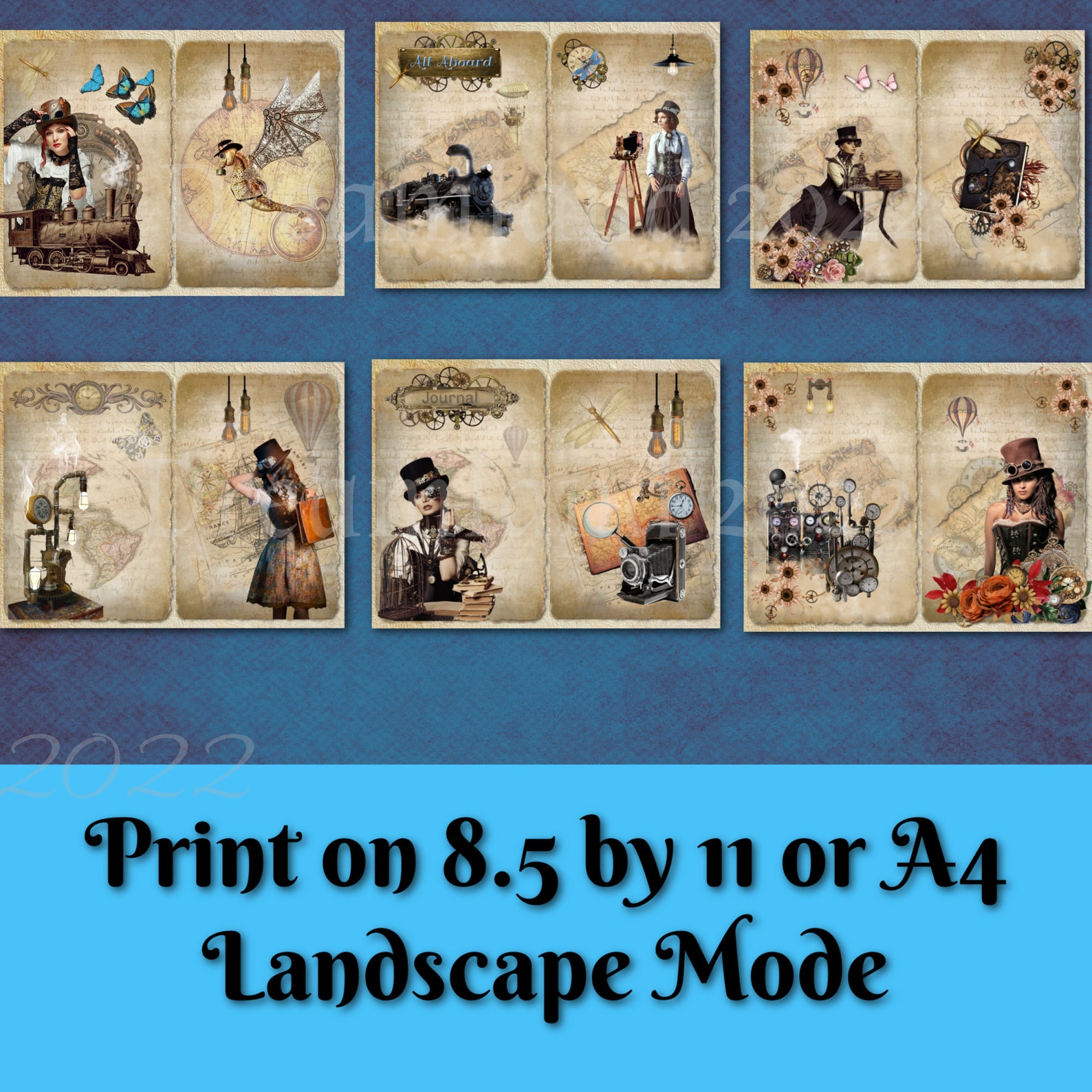 Steampunk Journal Pages Kit Printable Vintage Victorian Travel | Etsy