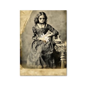 Creepy Girl Photo Vintage Ghost Portrait Horror Printable Old Photo Victorian Wall Art Halloween Digital Print Download Ephemera