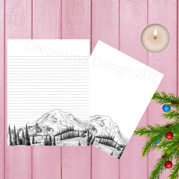 Stationary Printable Paper Mountains Christmas Minimalist | Etsy