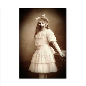 Victorian Demon Girl Photo Horror Portrait Vintage Printable Wall Art Halloween Creepy Woman Instant Download Ephemera Scrapbook Card