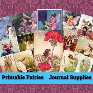 Vintage Fairy Printable Junk Journal Supply Ephemera Collage Scrapbook Card Supply Digital Images Ephemera Number Paper