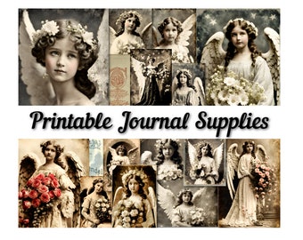 Vintage Angels Cabinet Cards Photo Printable Victorian Printable Collage Junk Journal Supply Digital Images Ephemera Antique Picture Paper