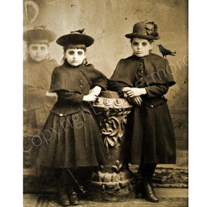 Victorian Ghost Children Photo Girl Vintage Printable Altered Art Halloween Creepy Cabinet Card Download Wall Art Scrapbook Card
