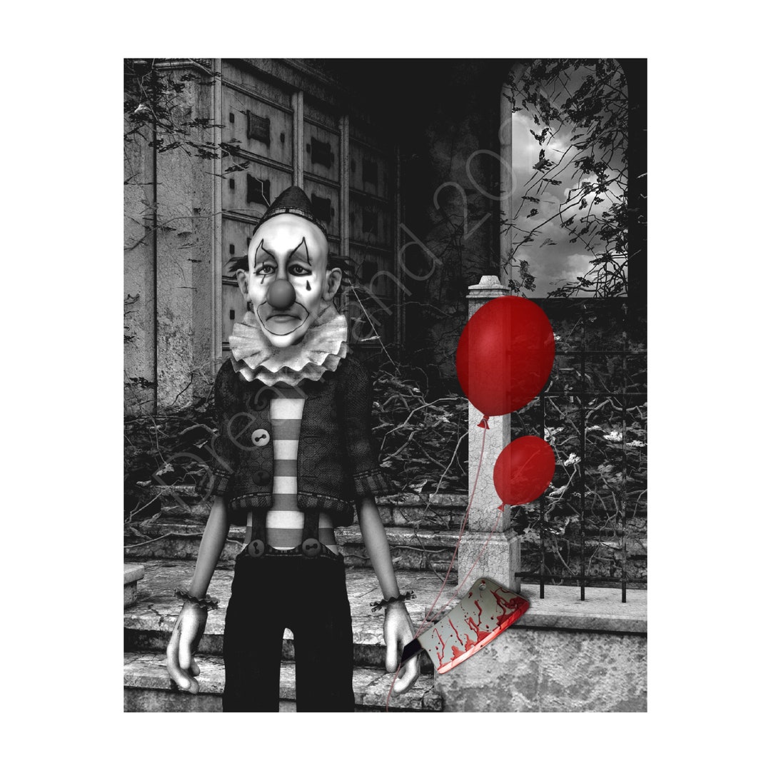Creepy Clown Photo Haunted Printable Horror Wall Art Halloween Scary ...