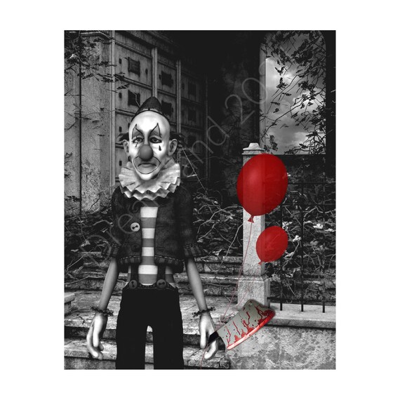 Creepy Clown Photo Haunted Printable Horror Wall Art Halloween | Etsy