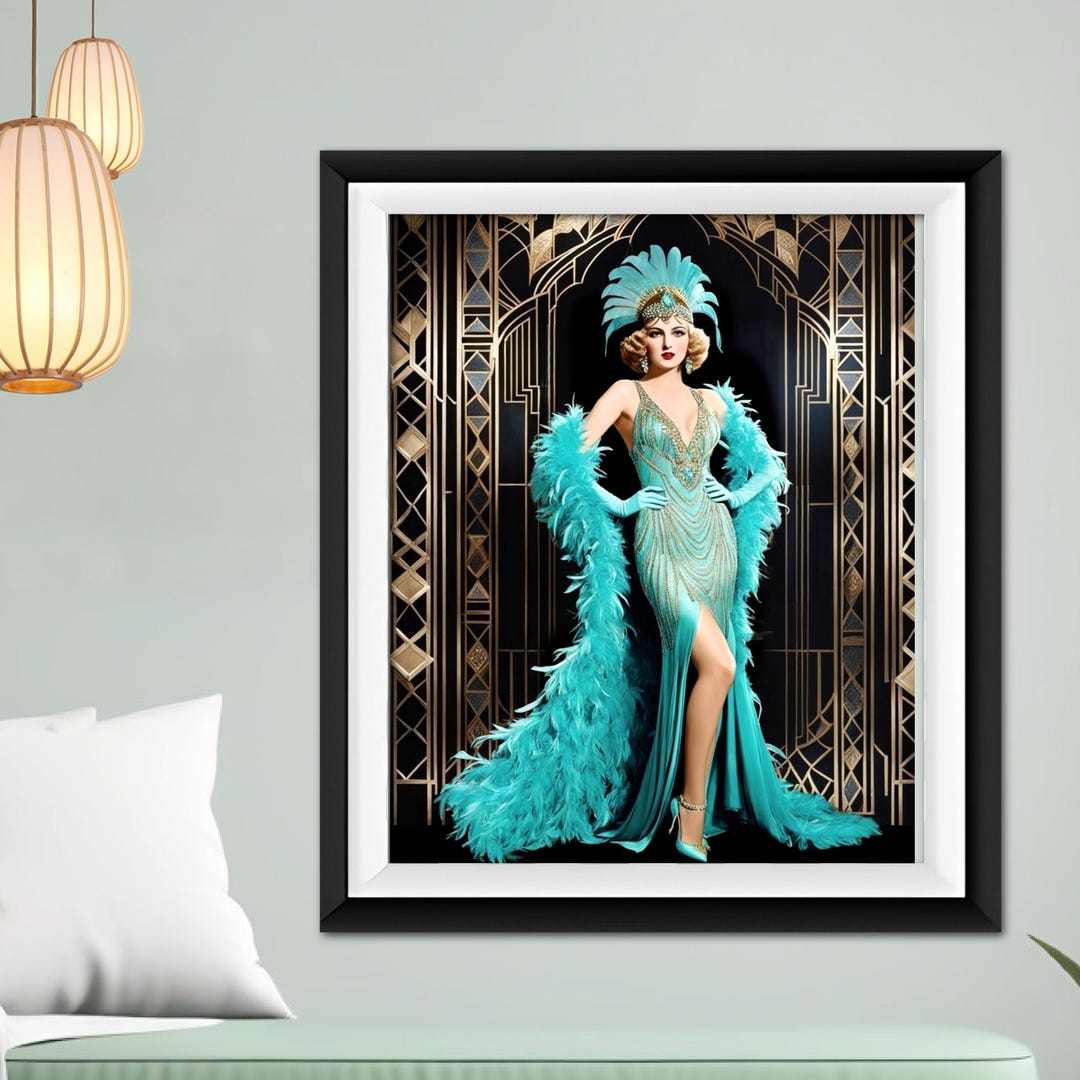 Showgirl Glamour Art Deco Poster Print Flapper Wall Art Painting Print ...
