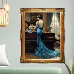 Art Deco Painting Print Gatsby Art Deco Oil Painting Old Hollywood Glamour Gatsby Girl Retro Poster 1920s Elegant Flapper Wall Art