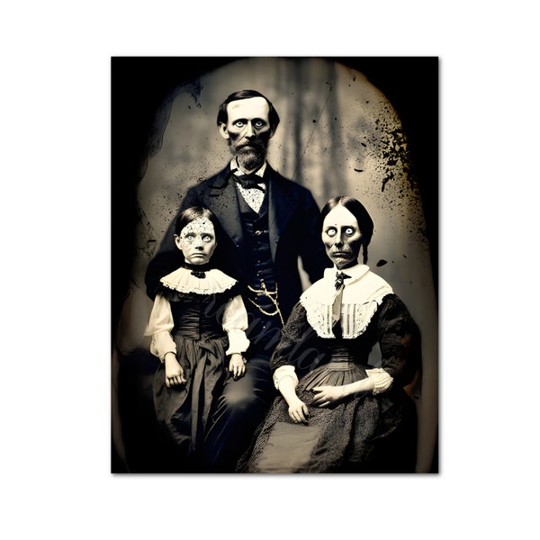 Creepy Family Photo Vintage Scary Printable Horror Wall Art Print Antique Halloween Vintage Picture Printable Digital Download